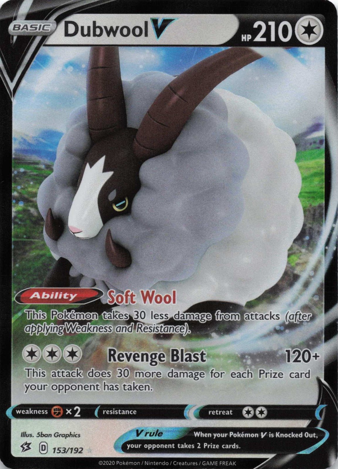 Dubwool V Ultra Rare SWSH02: Rebel Clash 153/192 NM Pokemon TCG - Lachsnacken - Shop