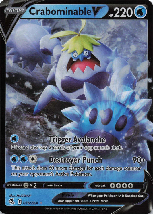 Crabominable V Ultra Rare SWSH08: Fusion Strike 076/264 NM Pokemon TCG - Lachsnacken - Shop