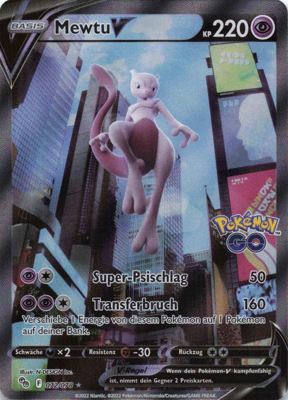Mewtu V Ultra Rare Pokémon GO 072 NM Pokemon TCG - Lachsnacken - Shop