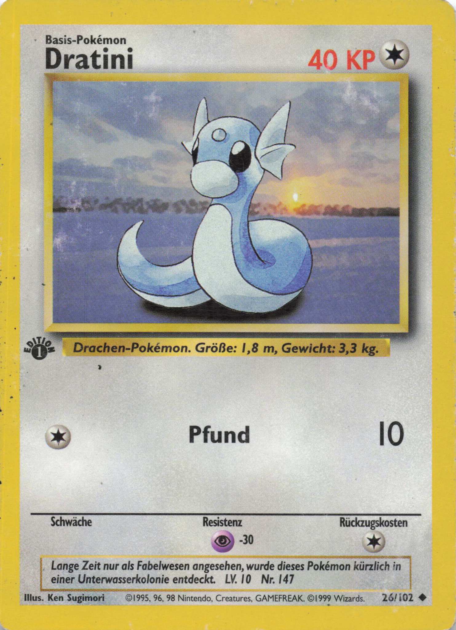 Dratini Base Set Deutsch 1. Edition Pokemon TCG Good - Lachsnacken - Shop