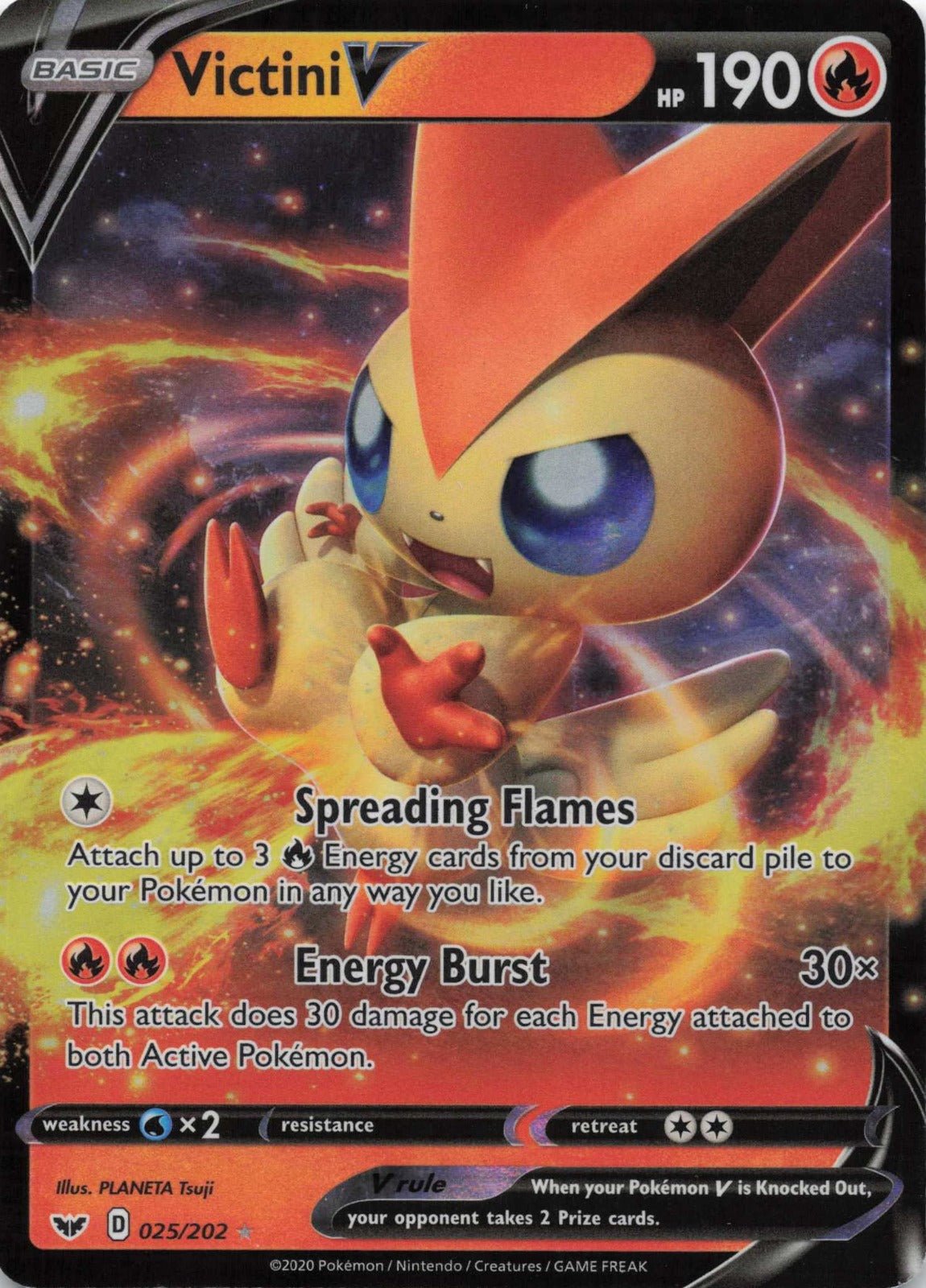 Victini V Ultra Rare SWSH01: Sword & Shield Base Set 025/202 NM Pokemon TCG - Lachsnacken - Shop