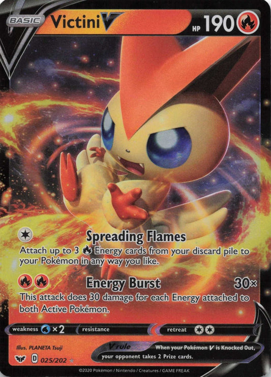 Victini V Ultra Rare SWSH01: Sword & Shield Base Set 025/202 NM Pokemon TCG - Lachsnacken - Shop
