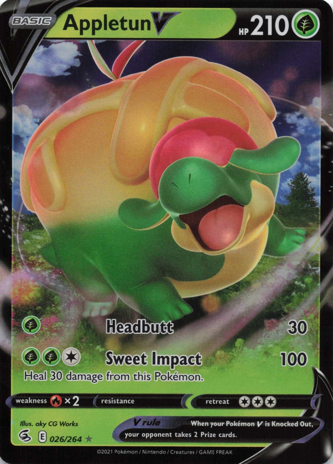 Appletun V Ultra Rare SWSH08: Fusion Strike 026/264 NM Pokemon TCG - Lachsnacken - Shop