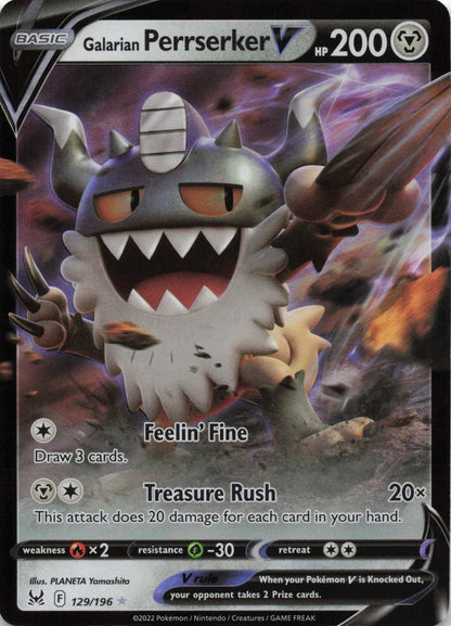 Galarian Perrserker V Ultra Rare SWSH11: Lost Origin 129/196 NM Pokemon TCG - Lachsnacken - Shop