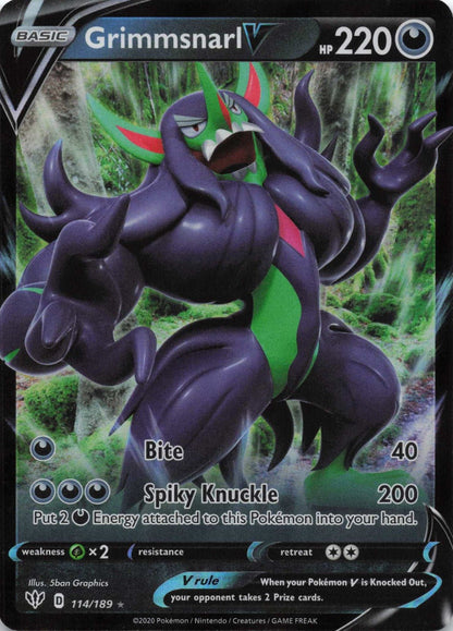 Grimmsnarl V Ultra Rare SWSH03: Darkness Ablaze 114/189 NM Pokemon TCG - Lachsnacken - Shop