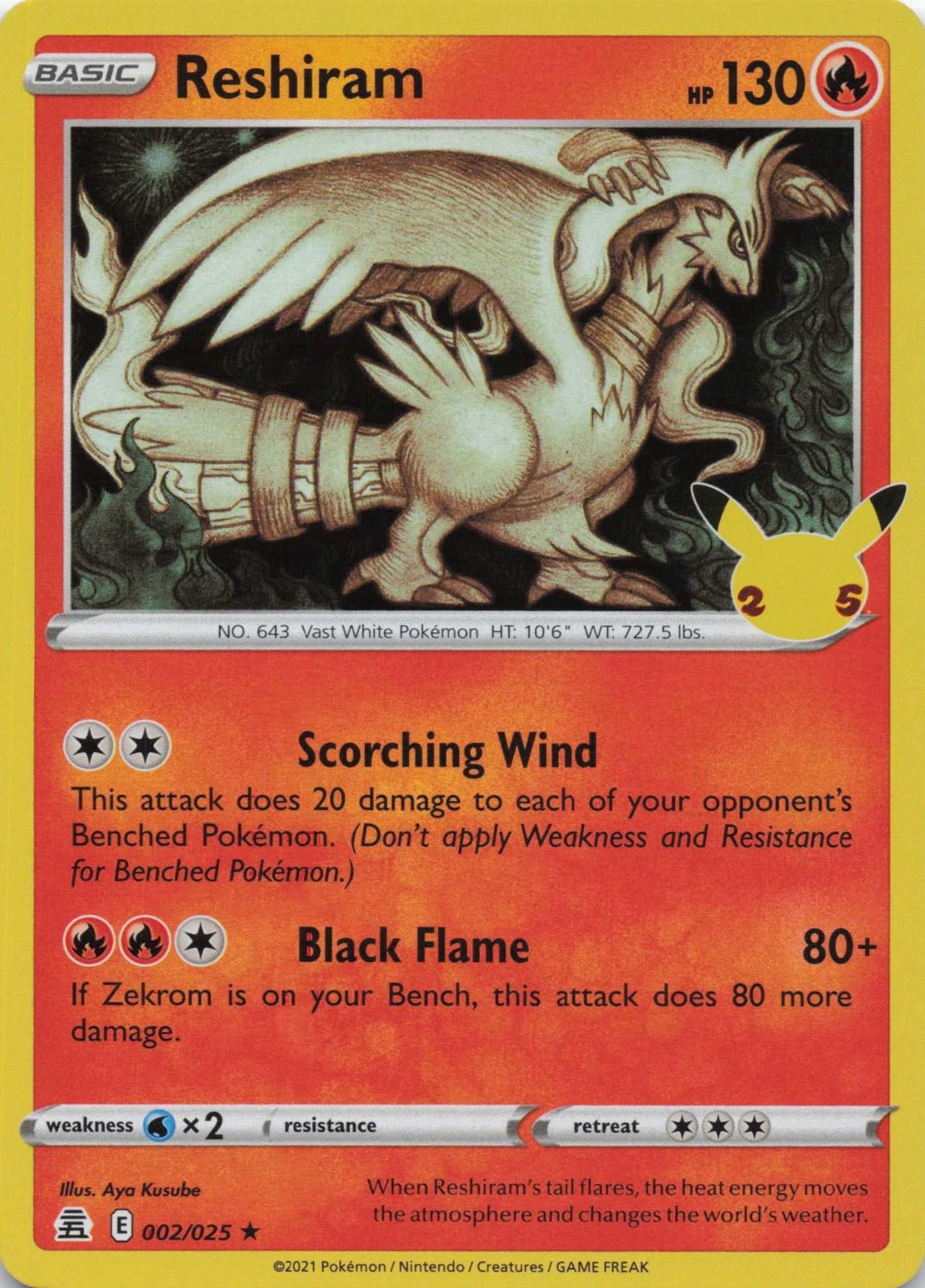 Reshiram Holo Rare Celebrations 002/025 NM Pokemon TCG - Lachsnacken - Shop