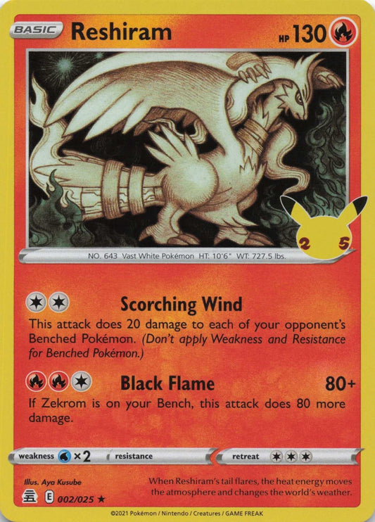Reshiram Holo Rare Celebrations 002/025 NM Pokemon TCG - Lachsnacken - Shop
