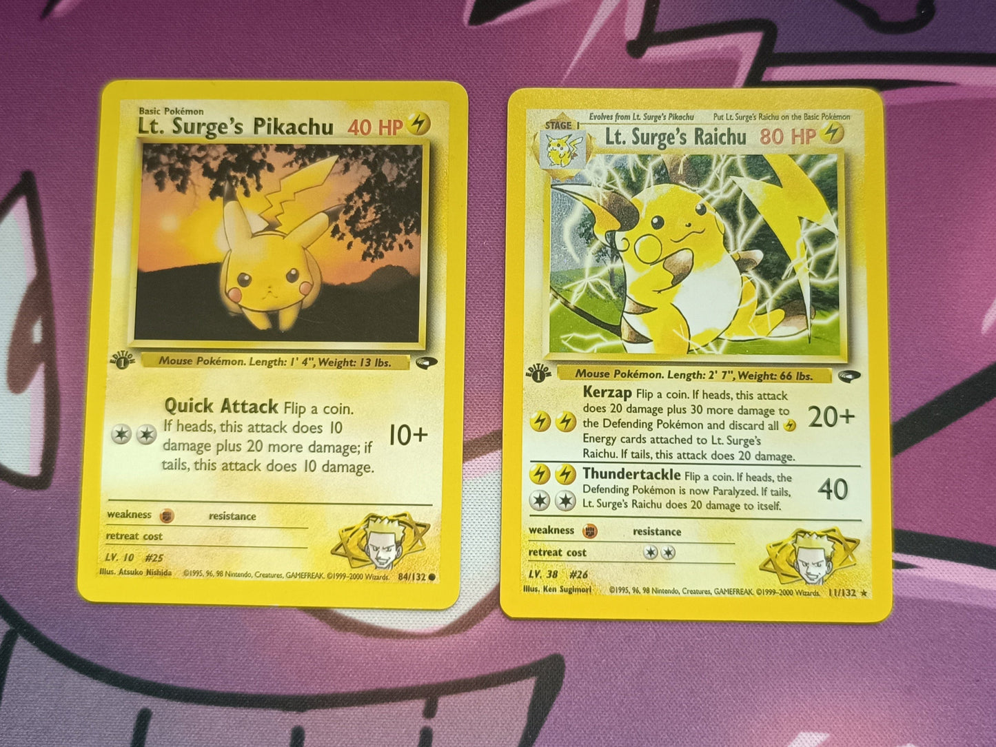 Major Bobs Pikachu + Raichu 1st Edition Set Gym Challenge EX-NM
