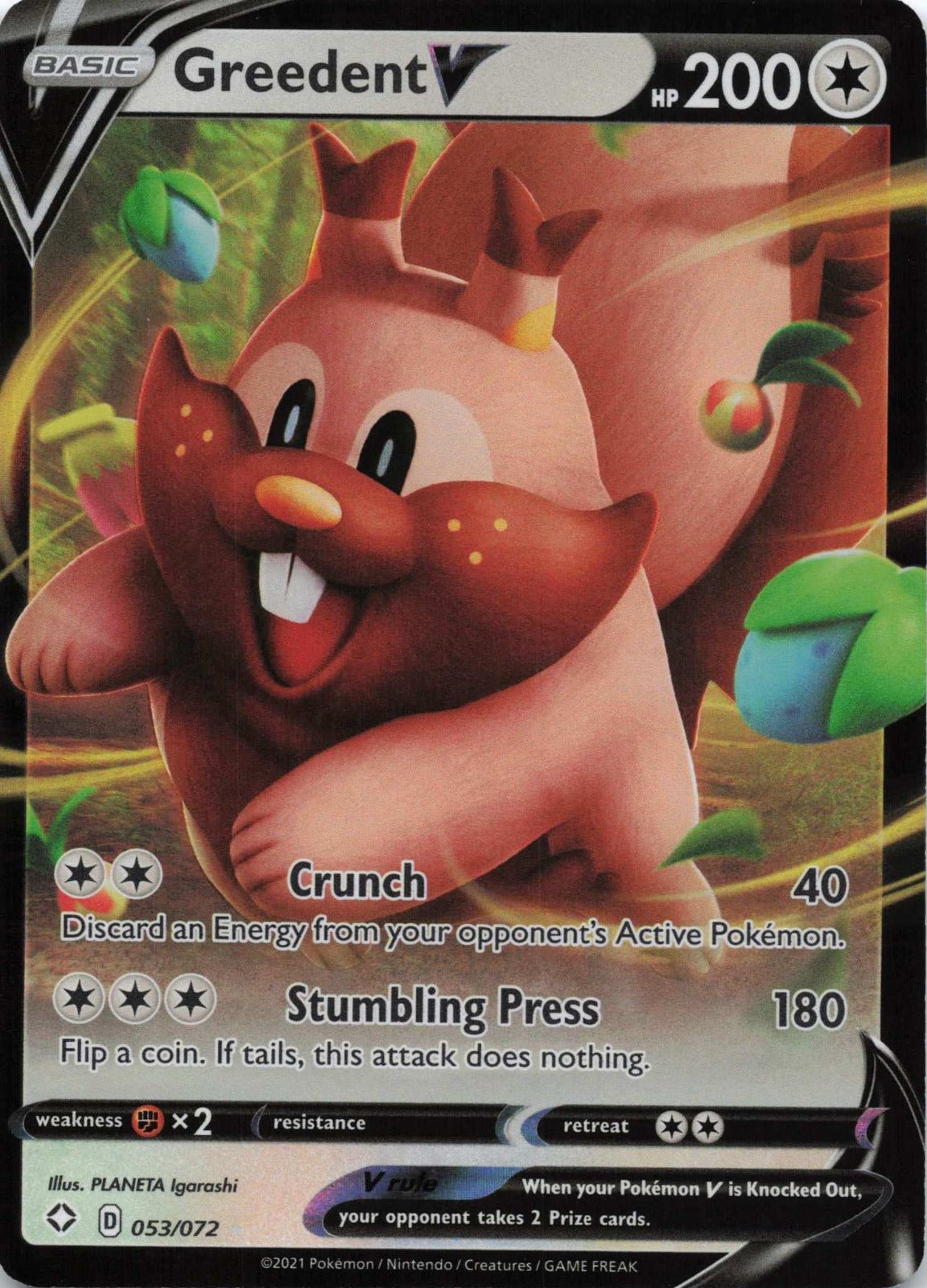 Greedent V Ultra Rare Shining Fates 053/072 NM Pokemon TCG - Lachsnacken - Shop