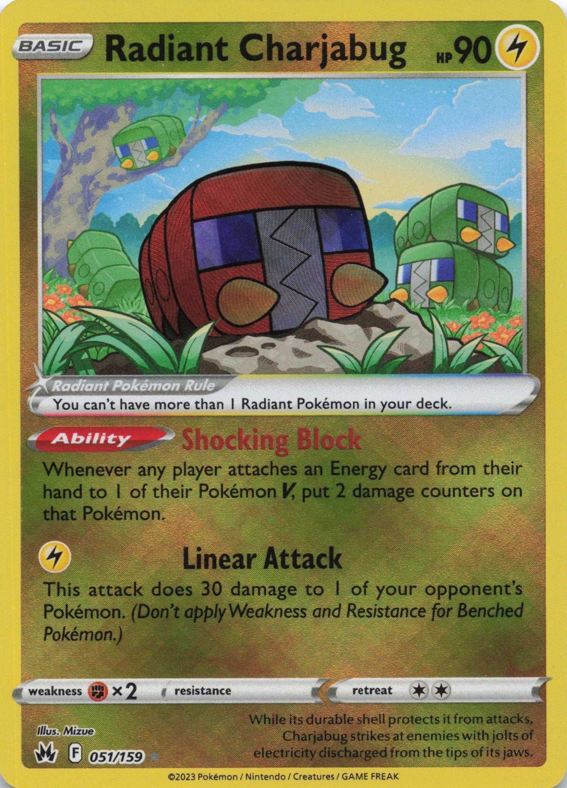 Radiant Charjabug Radiant Rare Crown Zenith 051/159 NM Pokemon TCG - Lachsnacken - Shop