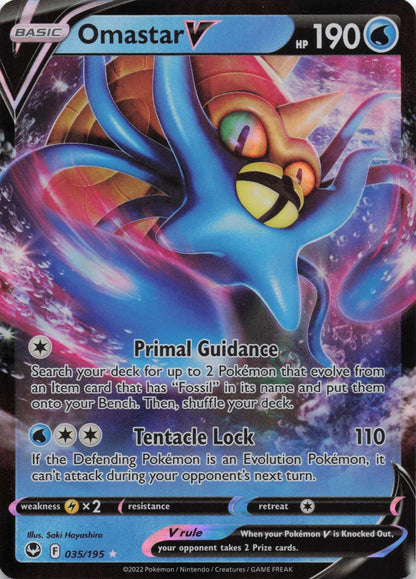 Omastar V Ultra Rare SWSH12: Silver Tempest 035/195 NM Pokemon TCG - Lachsnacken - Shop