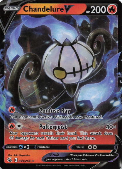 Chandelure V Ultra Rare SWSH08: Fusion Strike 039/264 NM Pokemon TCG - Lachsnacken - Shop