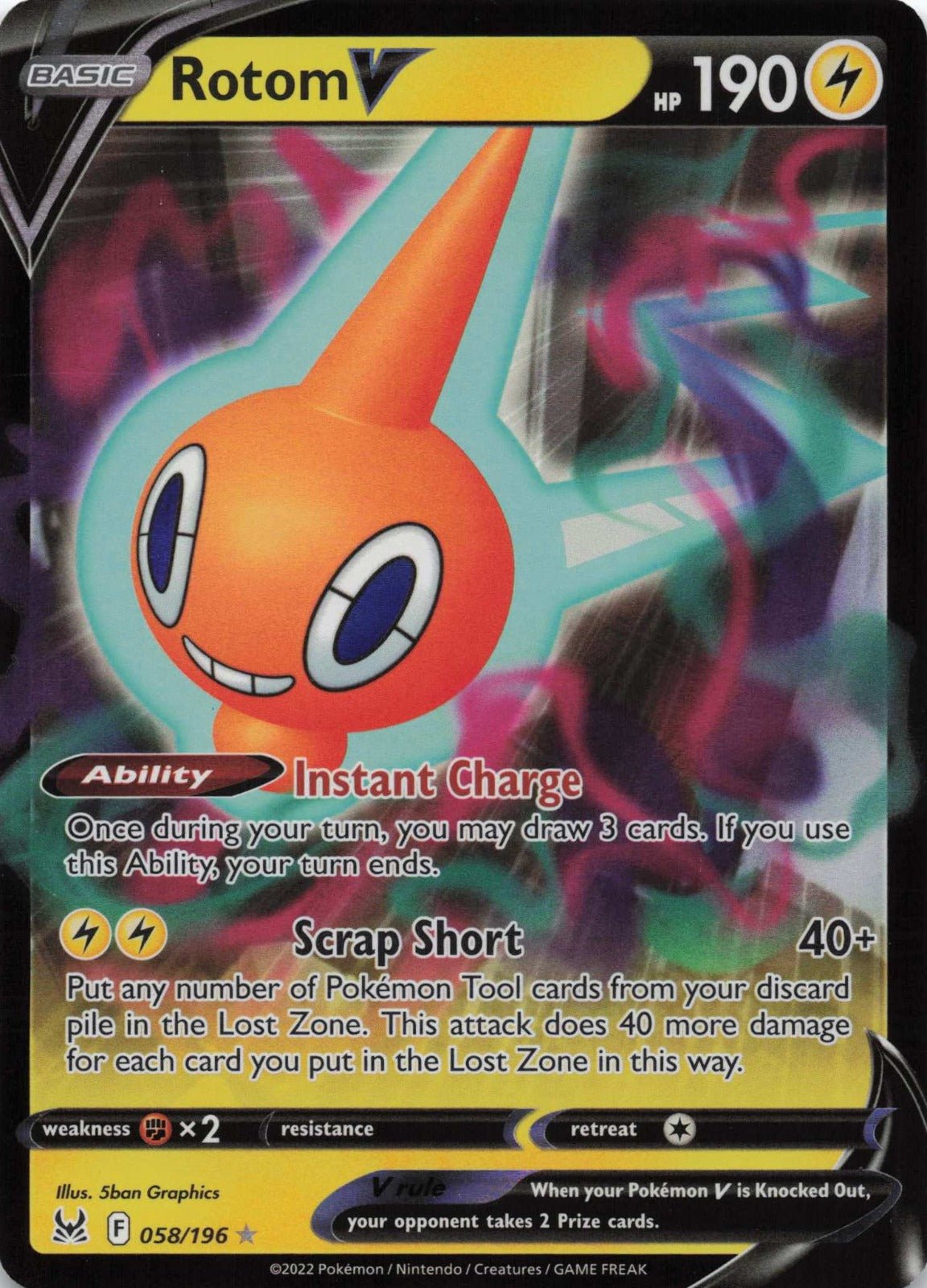 Rotom V Ultra Rare SWSH11: Lost Origin 058/196 NM Pokemon TCG - Lachsnacken - Shop