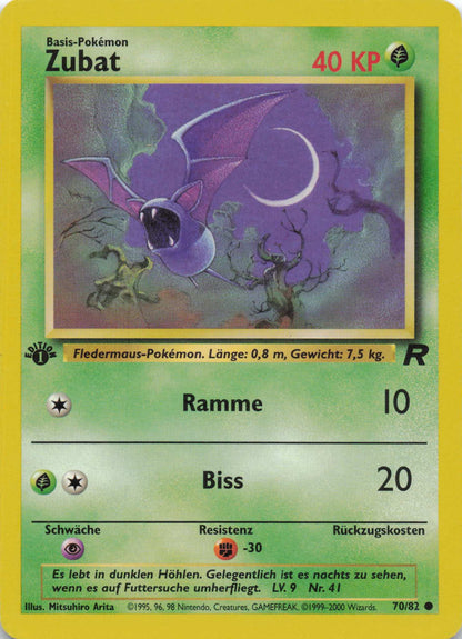 Zubat Team Rocket Deutsch 1. Edition 070/82 Pokemon TCG EXC - Lachsnacken - Shop