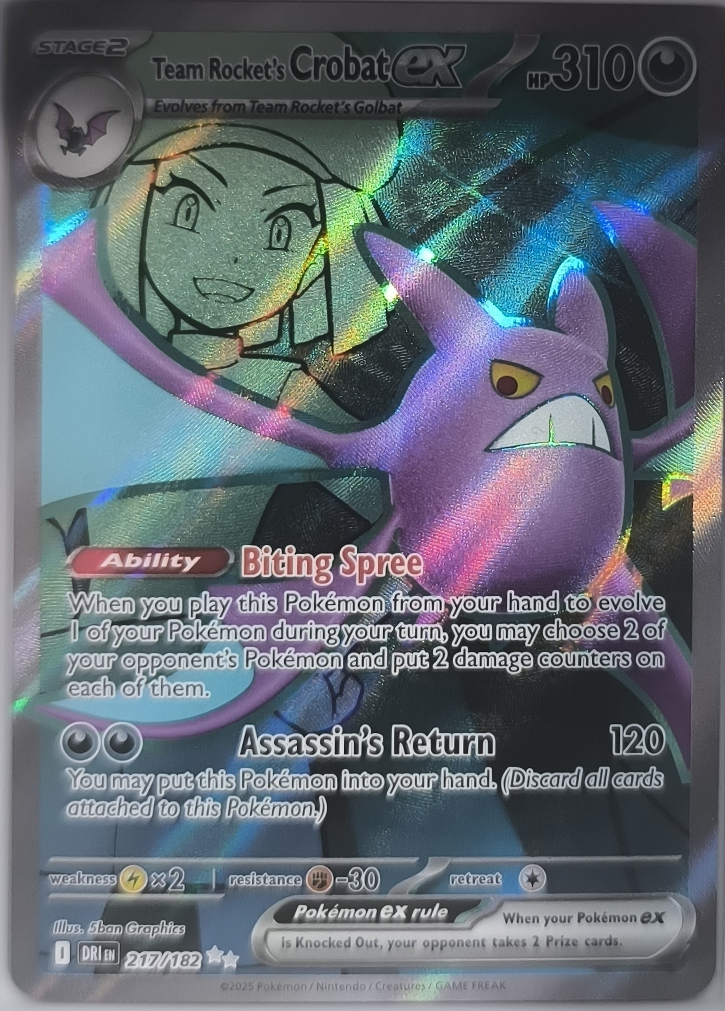 Team Rocket's Crobat ex 217/182 Pokemon TCG