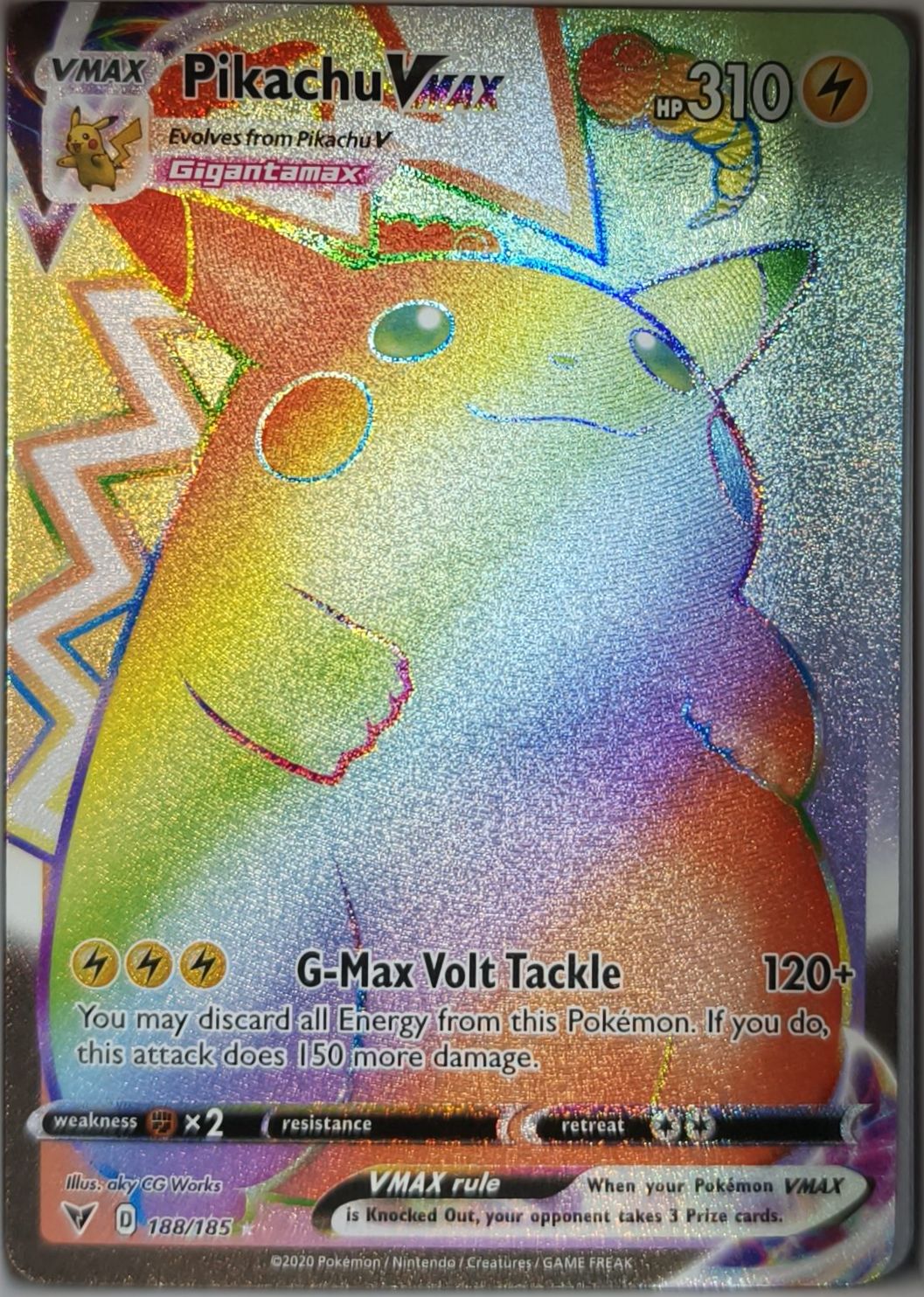 Pikachu-VMAX 188/185 RAINBOW Farbenschock NM Pokemon TCG - Lachsnacken-Shop