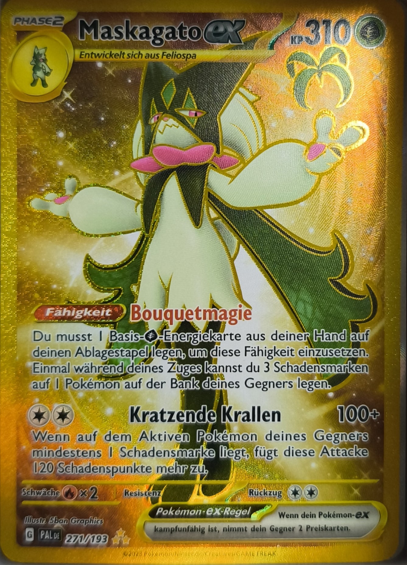 Maskagato Goldkarte Entwicklungen in Paldea NM Deutsch Pokemon TCG - Lachsnacken-Shop