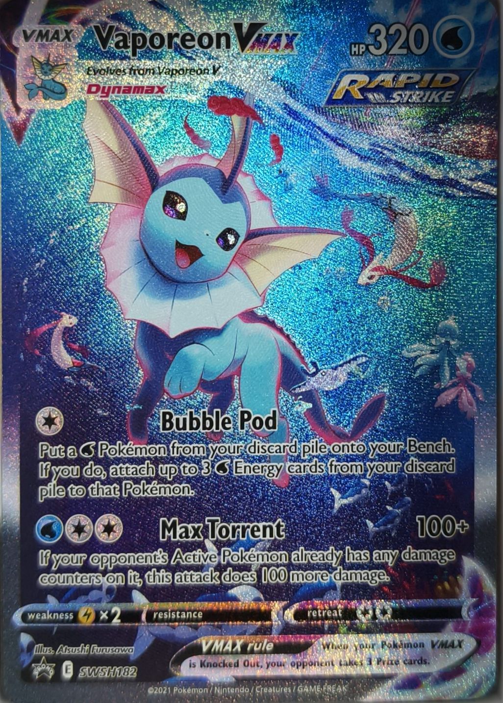 Vaporeon VMAX SWSH182 Schwert & Schild NM Pokemon TCG - Lachsnacken-Shop