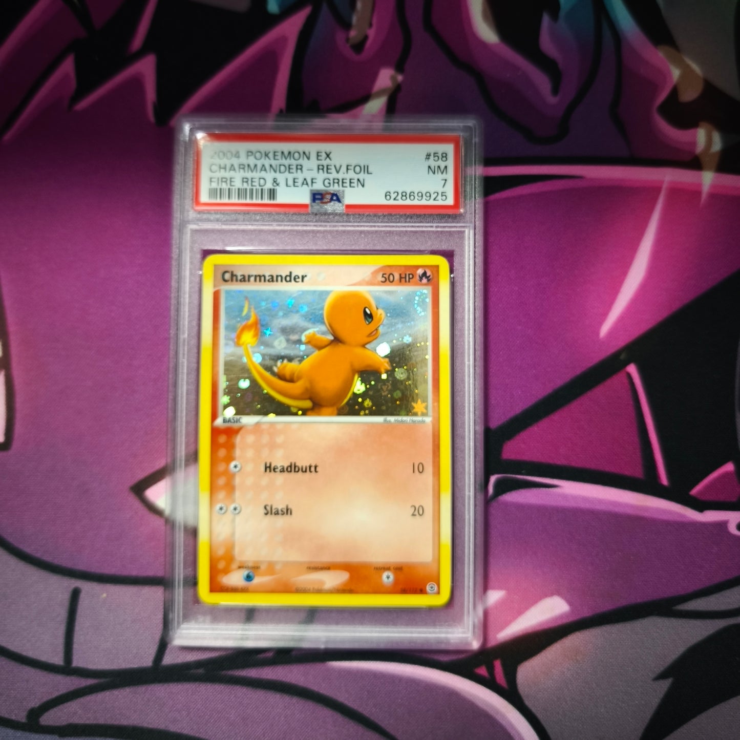 Glumanda Fire Red Leaf Green Reverse Holo PSA 7 Mint