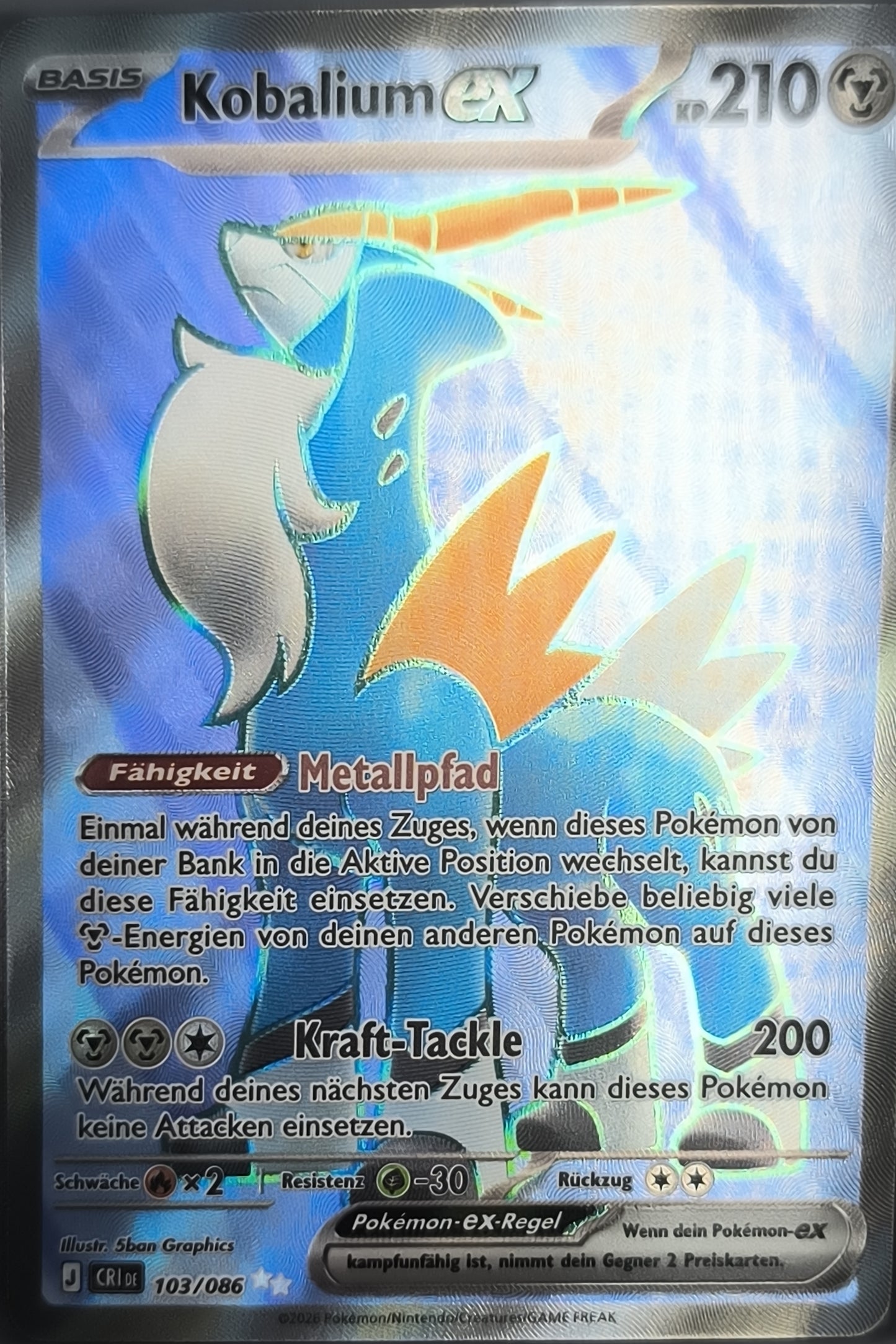 Kobalium ex 103/086 Full Art Deutsch Pokemon TCG